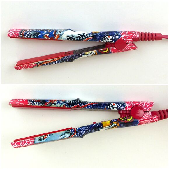 HerStyler Mini Tattoo Flat Iron Red Ceramic Hair Straightener Dual Voltage Y2K - Picture 1 of 13